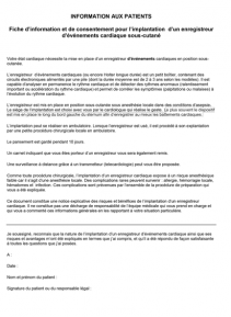 SFC - Informations et consentement implantation enregistreur événement cardiaque sous-cutané