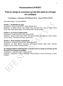 SFC - Recommandations SFC/SFAR 2010 Prise en charge du coronarien qui doit être opéré en chirurgie non cardiaque