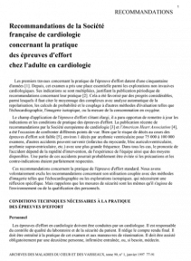 SFC - Recos Pratique des épreuves d'effort chez l'adulte en cardiologie 1997