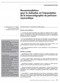 SFC - Recos Réalisation et interprétation de la tomoscintigraphie de perfusion myocardique 2003