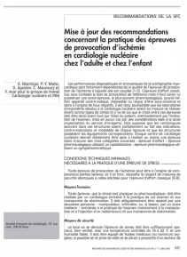 SFC - Recos pratique des épreuves de provocation d’ischémie en cardiologie nucléaire chez l’adulte et chez l’enfant - 2002
